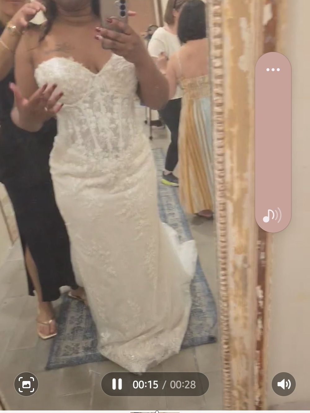 Pronovias Ivory Lace Strapless Mermaid Wedding Gown